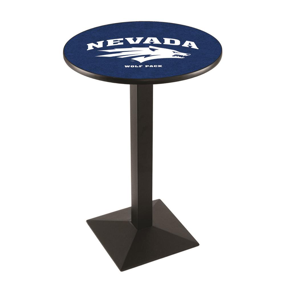 L217 University of Nevada 42" Tall - 36" Top Pub Table with Black Wrinkle Finish. Picture 1