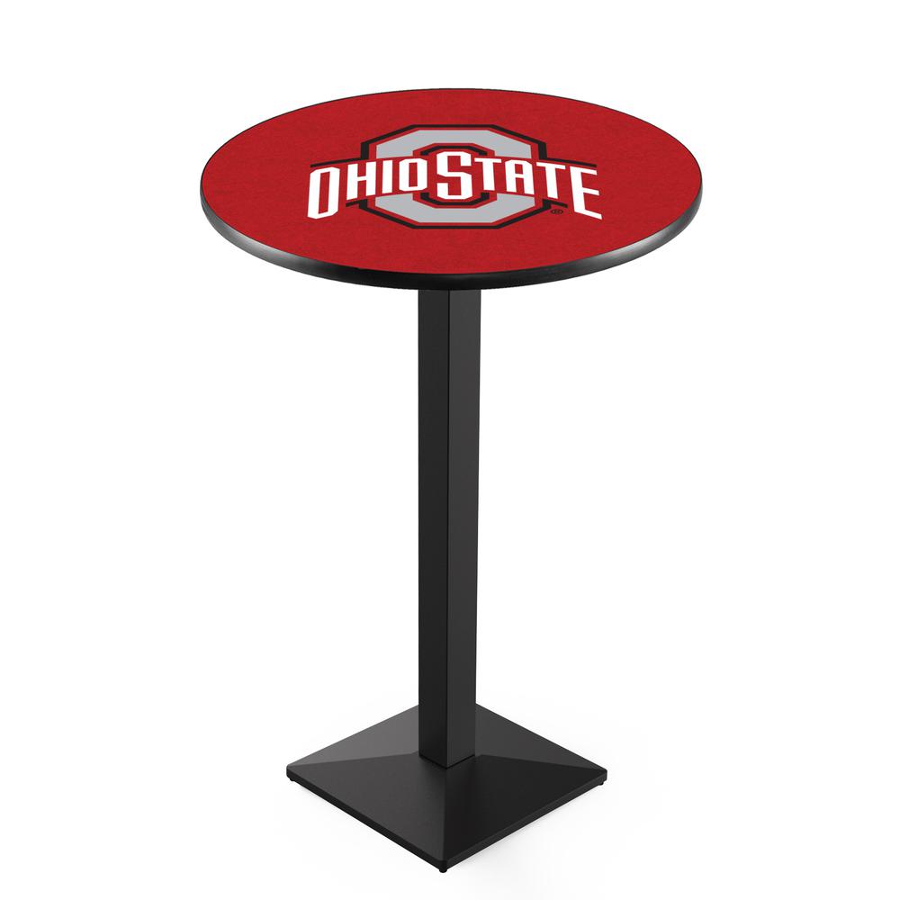L217 Ohio State University 42" Tall - 36" Top Pub Table with Black Wrinkle Finish. Picture 1