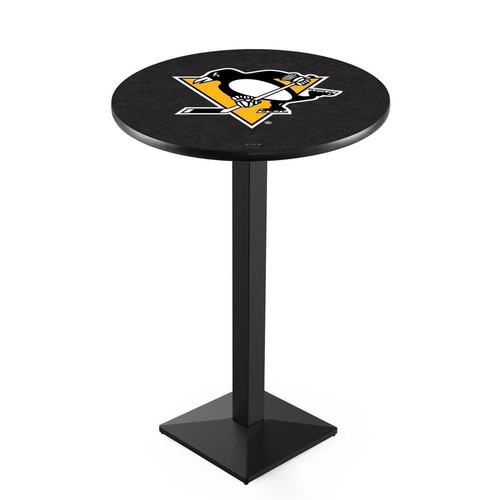 L217 Pittsburgh Penguins 42" Tall - 36" Top Pub Table with Black Wrinkle Finish (428). Picture 1