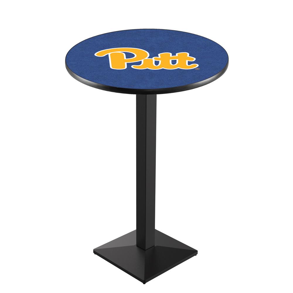 L217 University of Pittsburgh 42' Tall - 36' Top Pub Table w/ Black Wrinkle Finish. Picture 1