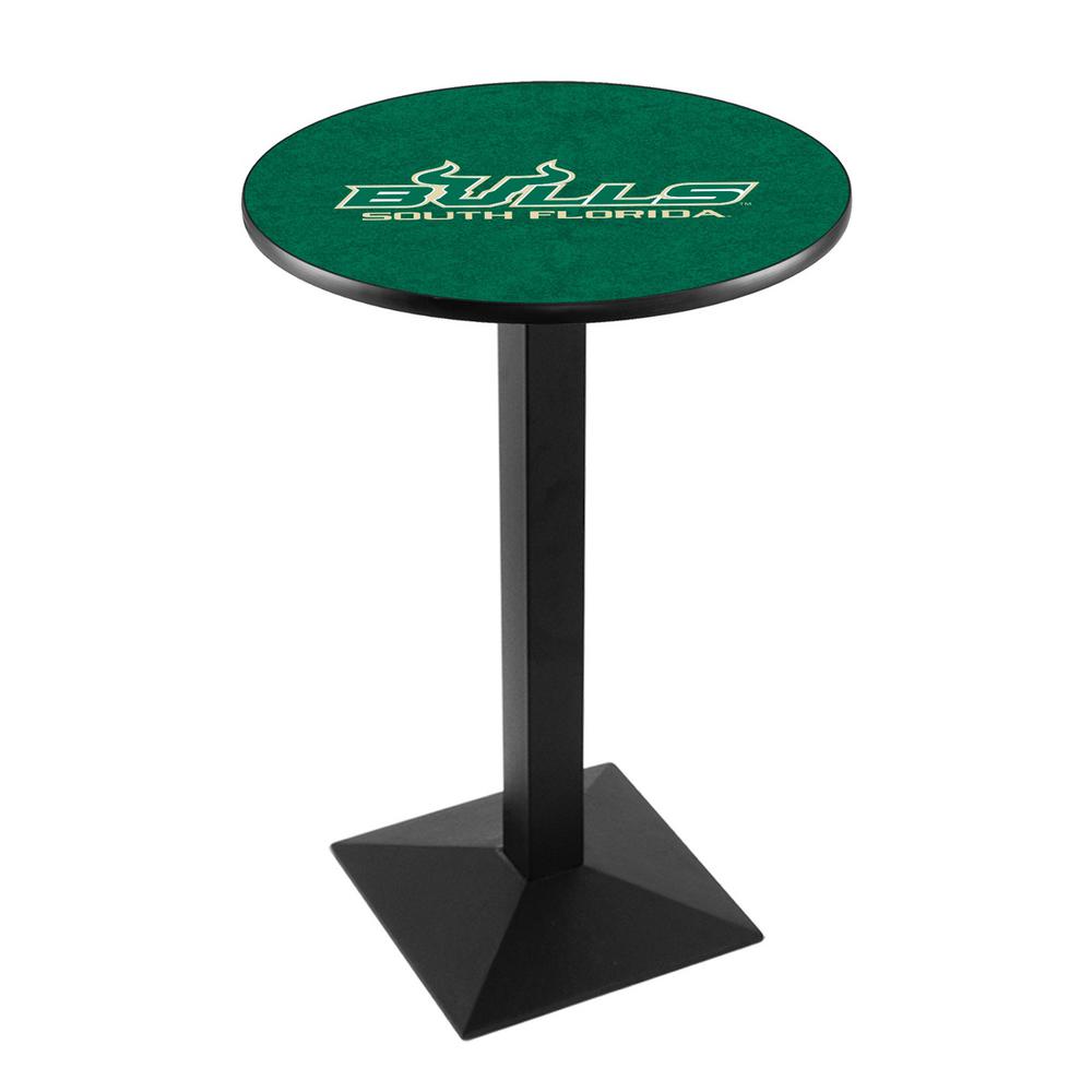 L217 University of South Florida 42' Tall - 36' Top Pub Table w/ Black Wrinkle Finish. Picture 1