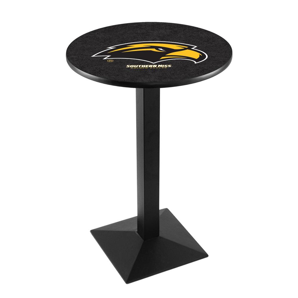 L217 University of Southern Mississippi 42' Tall - 36' Top Pub Table w/ Black Wrinkle Finish. Picture 1