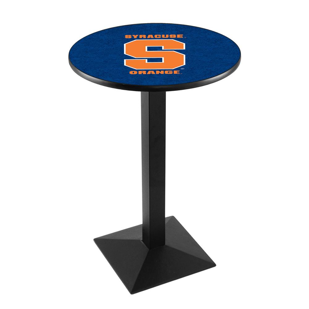 L217 Syracuse University 42' Tall - 36' Top Pub Table w/ Black Wrinkle Finish. Picture 1