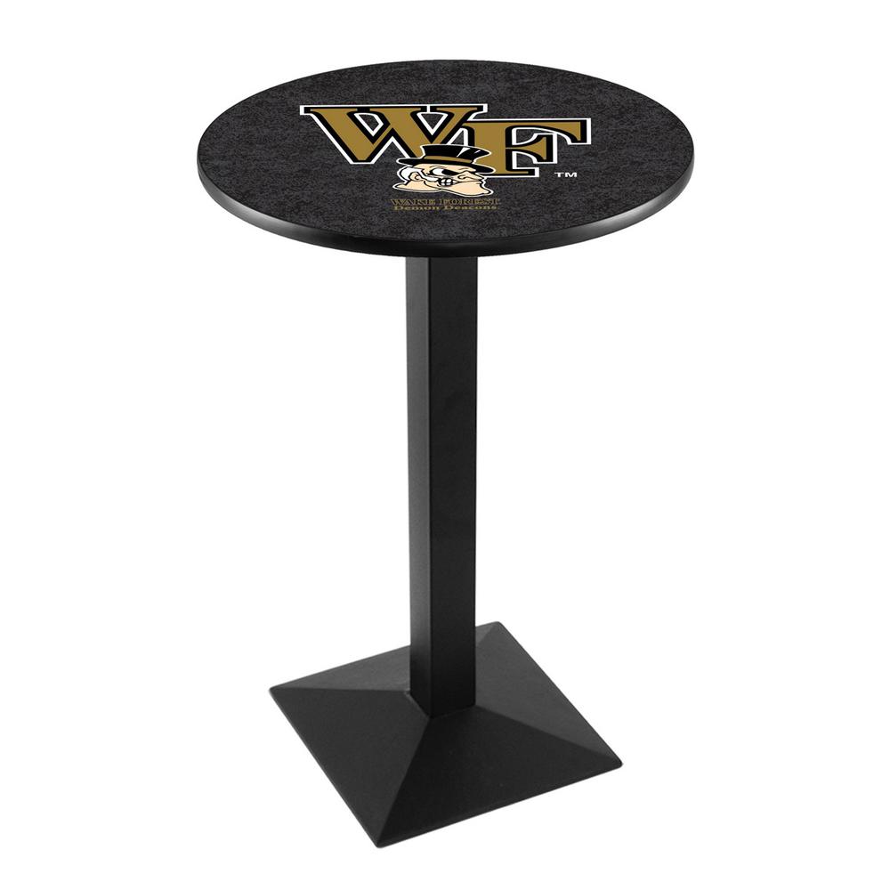L217 Wake Forest University 42' Tall - 36' Top Pub Table w/ Black Wrinkle Finish. Picture 1