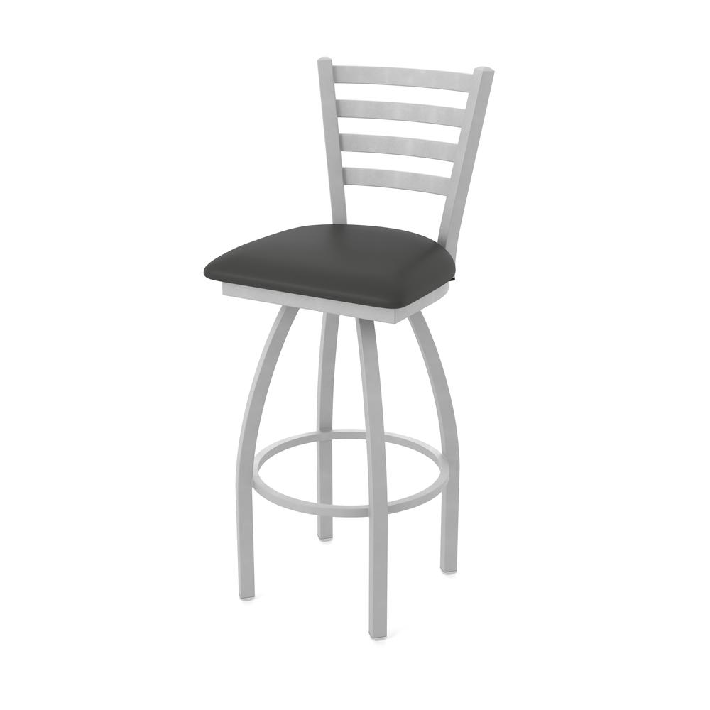 410 Jackie 36" Swivel Bar Stool with Anodized Nickel Finish and Canter Iron Seat. Picture 1