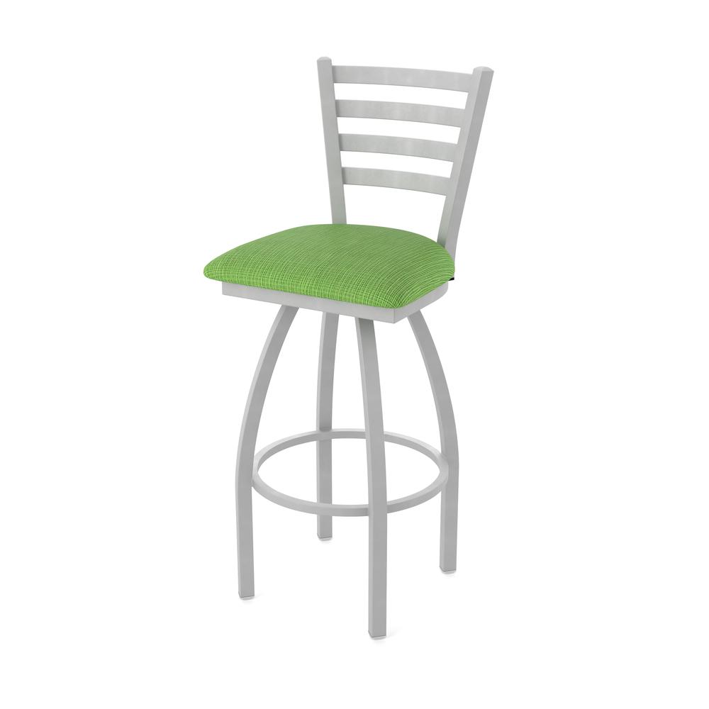 410 Jackie 36" Swivel Bar Stool with Anodized Nickel Finish and Graph Parrot Seat. Picture 1
