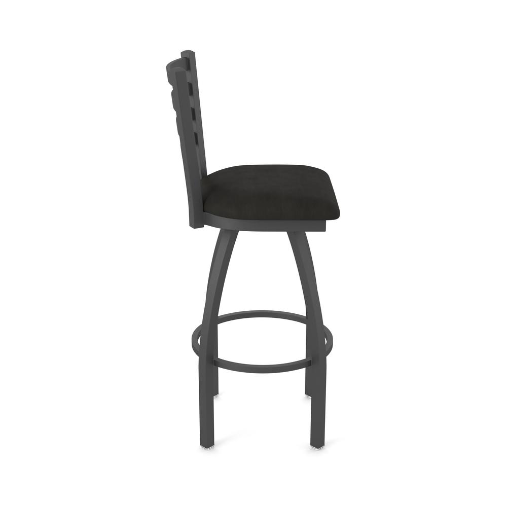 410 Jackie 36" Swivel Bar Stool with Pewter Finish and Canter Espresso Seat. Picture 4