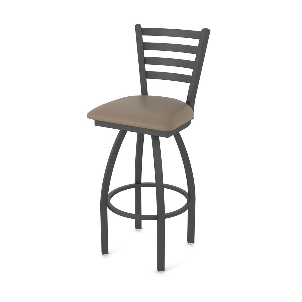 410 Jackie 36" Swivel Bar Stool with Pewter Finish and Canter Earth Seat. Picture 1