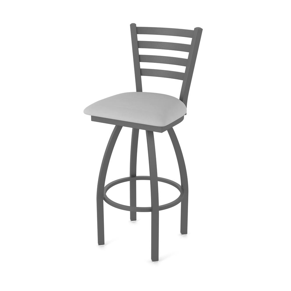 410 Jackie 36" Swivel Bar Stool with Pewter Finish and Canter Folkstone Grey Seat. Picture 1