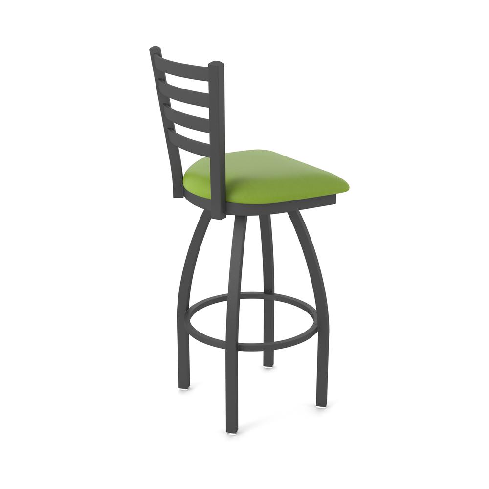 410 Jackie 36" Swivel Bar Stool with Pewter Finish and Canter Kiwi Green Seat. Picture 2