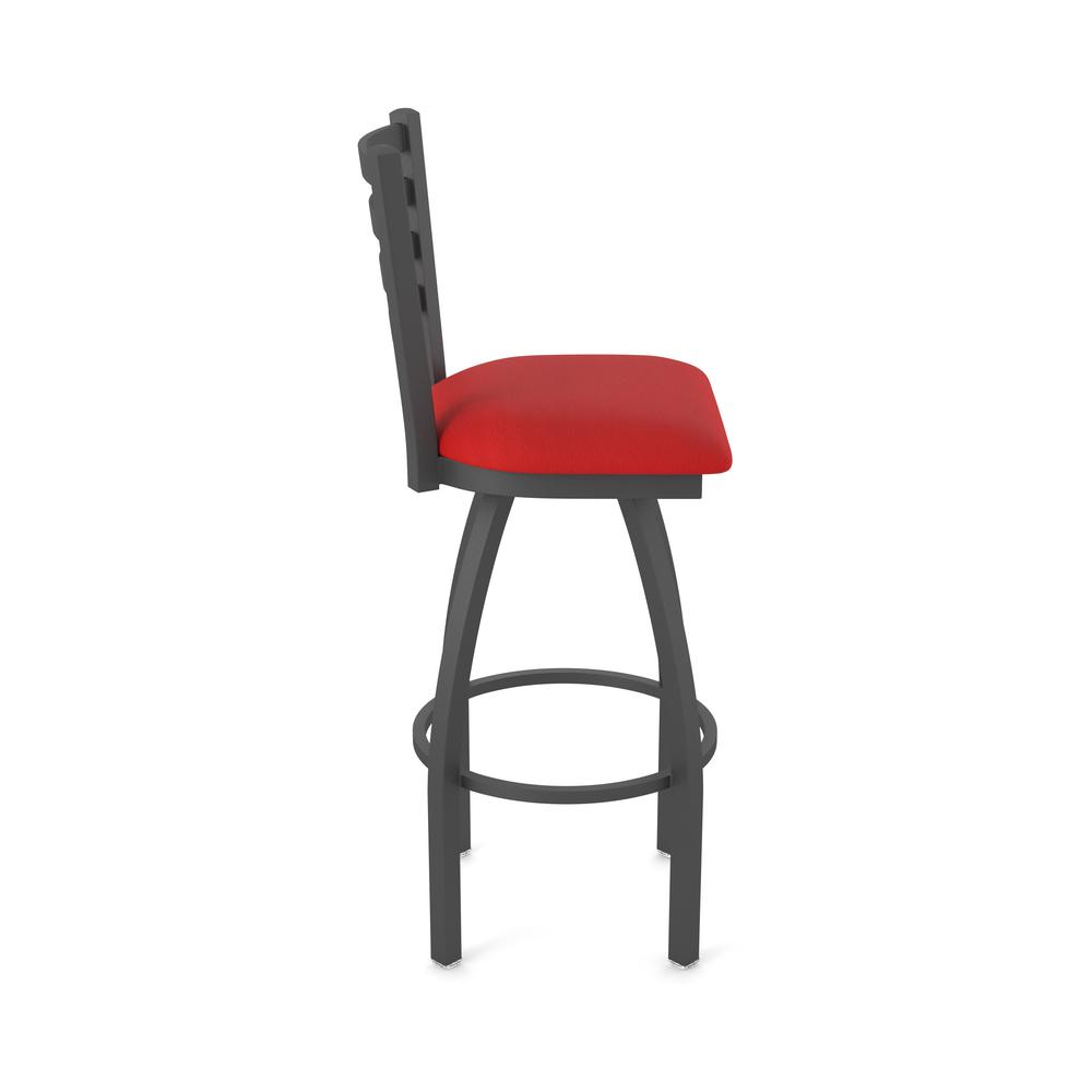 410 Jackie 36" Swivel Bar Stool with Pewter Finish and Canter Red Seat. Picture 4