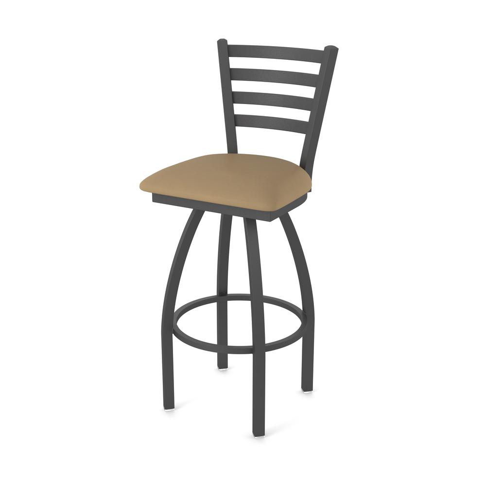 410 Jackie 36" Swivel Bar Stool with Pewter Finish and Canter Sand Seat. Picture 1
