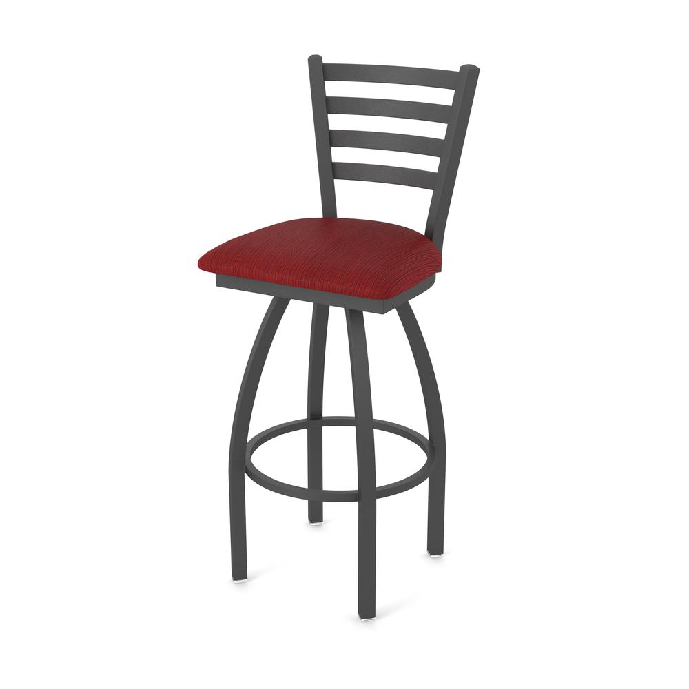 410 Jackie 36" Swivel Bar Stool with Pewter Finish and Graph Ruby Seat. Picture 1
