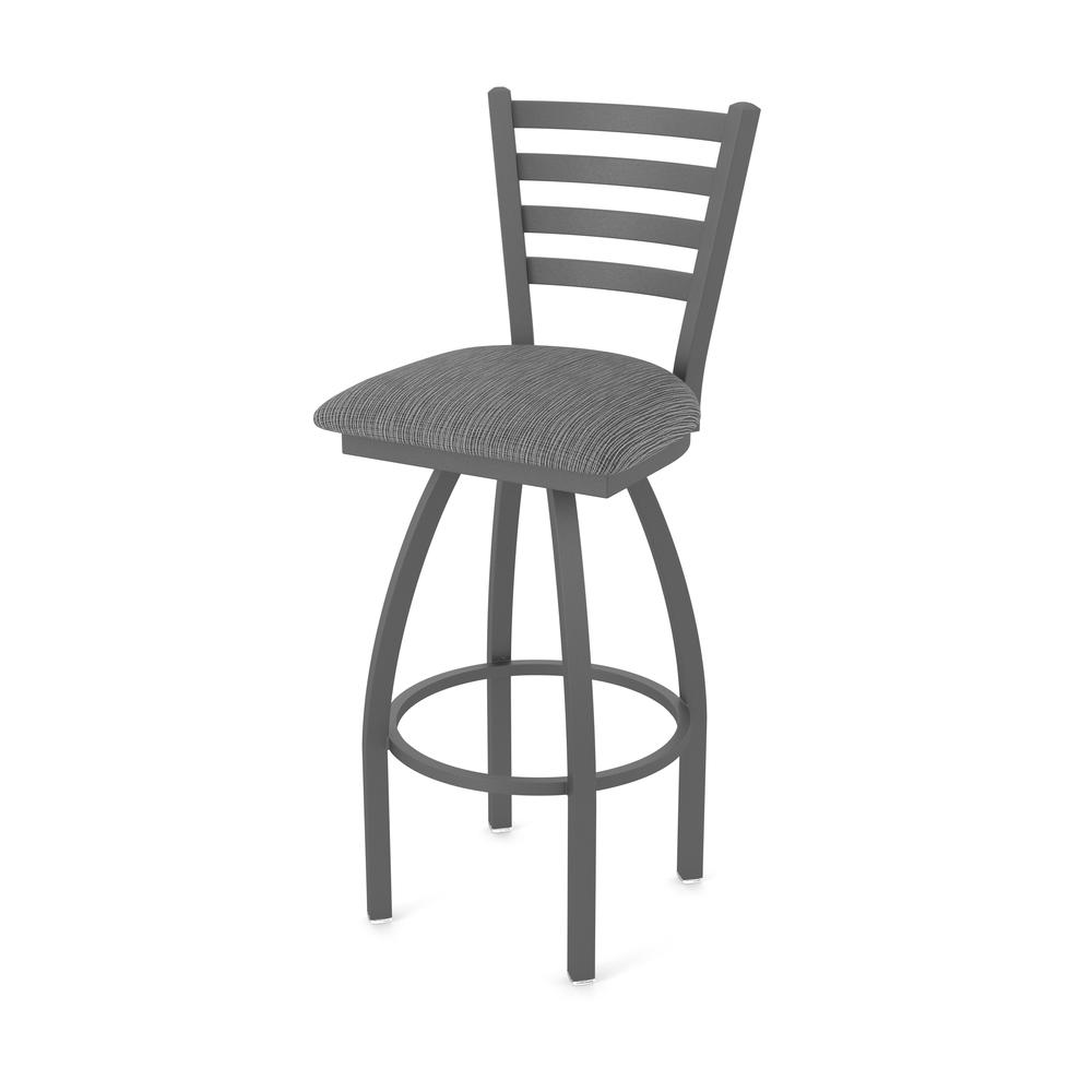 410 Jackie 36" Swivel Bar Stool with Pewter Finish and Graph Coal Seat. Picture 1