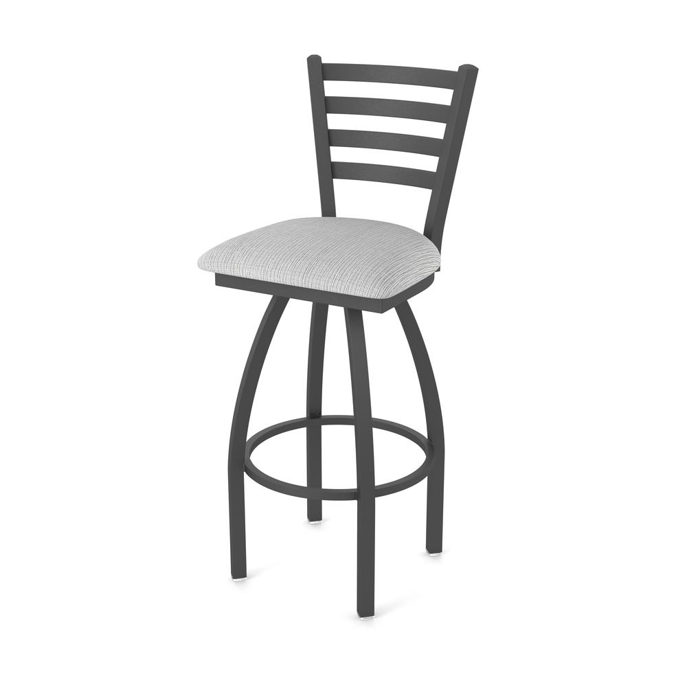 410 Jackie 36" Swivel Bar Stool with Pewter Finish and Graph Alpine Seat. Picture 1