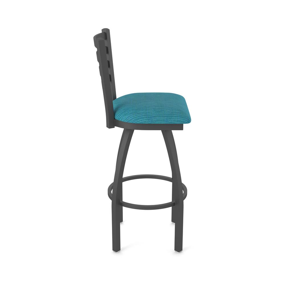 410 Jackie 36" Swivel Bar Stool with Pewter Finish and Graph Tidal Seat. Picture 4