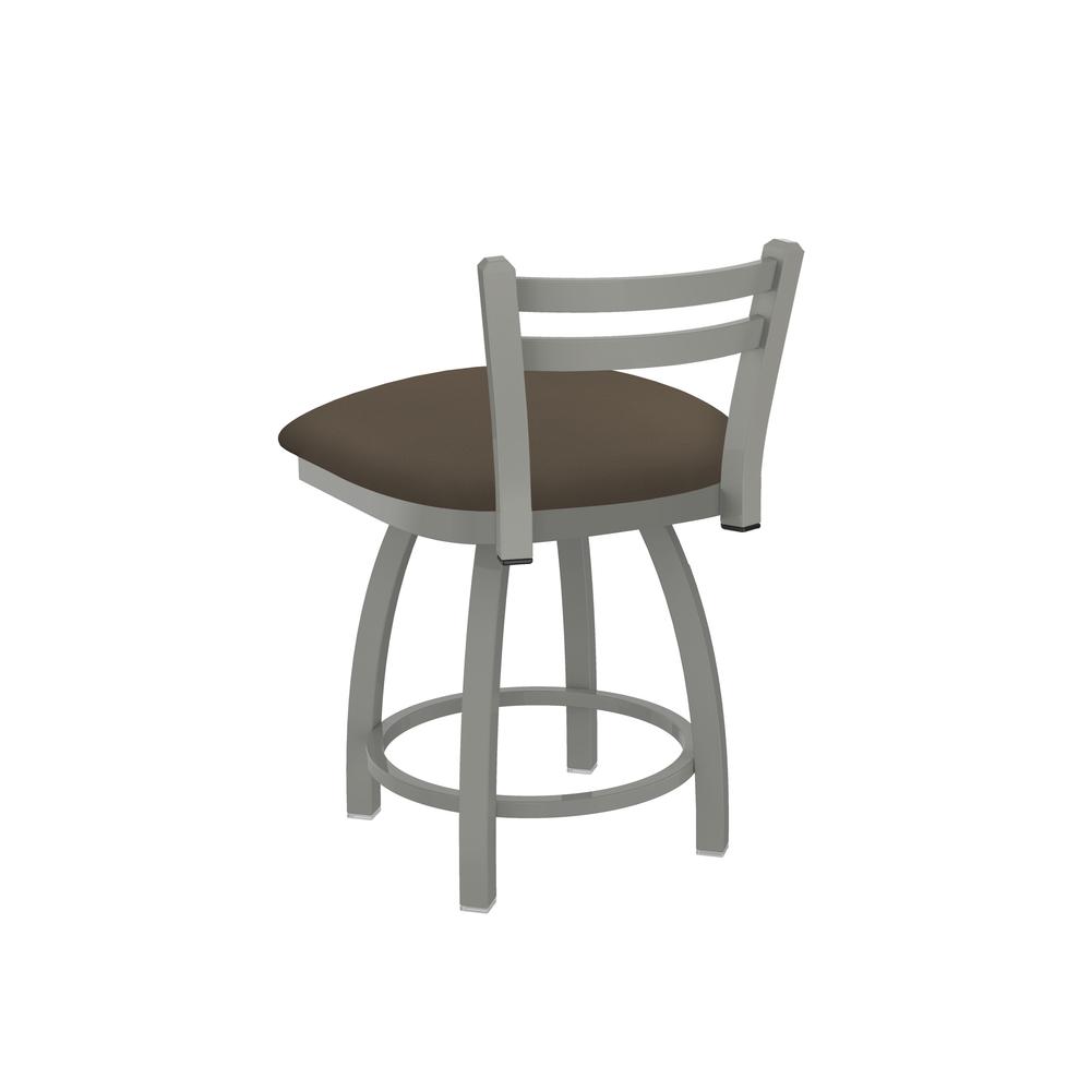 411 Jackie 18" Low Back Swivel Vanity Stool with Anodized Nickel Finish and Canter Earth Seat. Picture 2