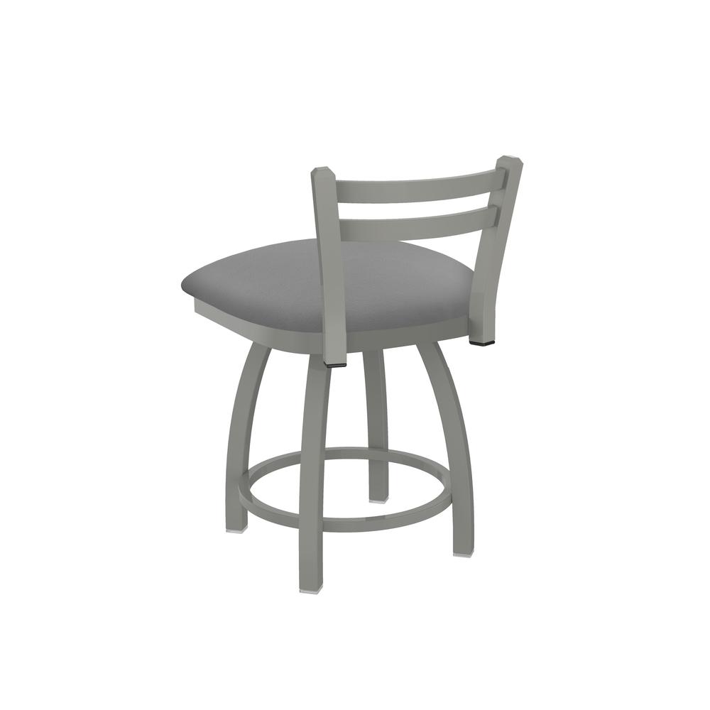 411 Jackie 18" Low Back Swivel Vanity Stool with Anodized Nickel Finish and Canter Folkstone Grey Seat. Picture 2