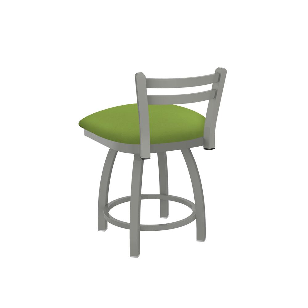 411 Jackie 18" Low Back Swivel Vanity Stool with Anodized Nickel Finish and Canter Kiwi Green Seat. Picture 2