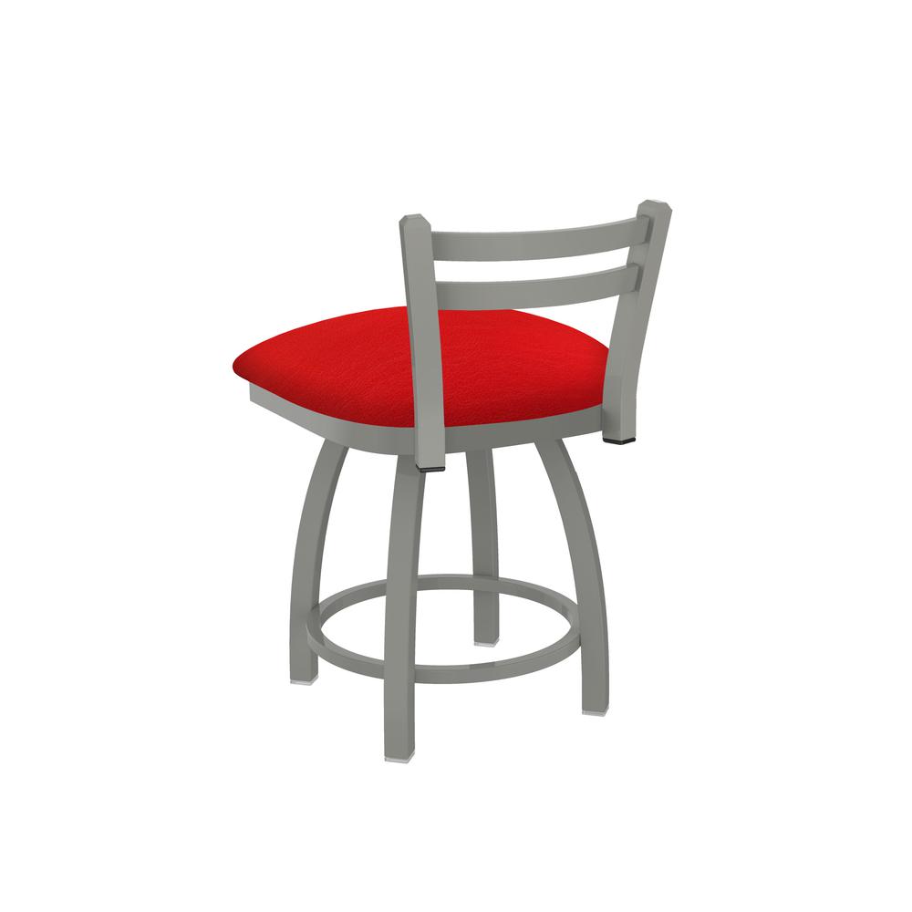 411 Jackie 18" Low Back Swivel Vanity Stool with Anodized Nickel Finish and Canter Red Seat. Picture 2