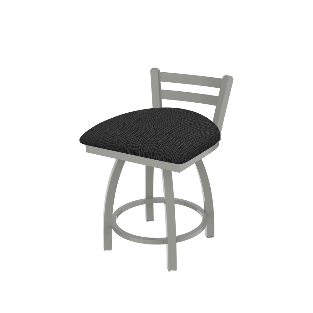 411 Jackie 18" Low Back Swivel Vanity Stool with Anodized Nickel Finish and Graph Coal Seat. Picture 1