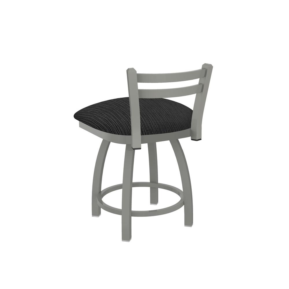 411 Jackie 18" Low Back Swivel Vanity Stool with Anodized Nickel Finish and Graph Coal Seat. Picture 2