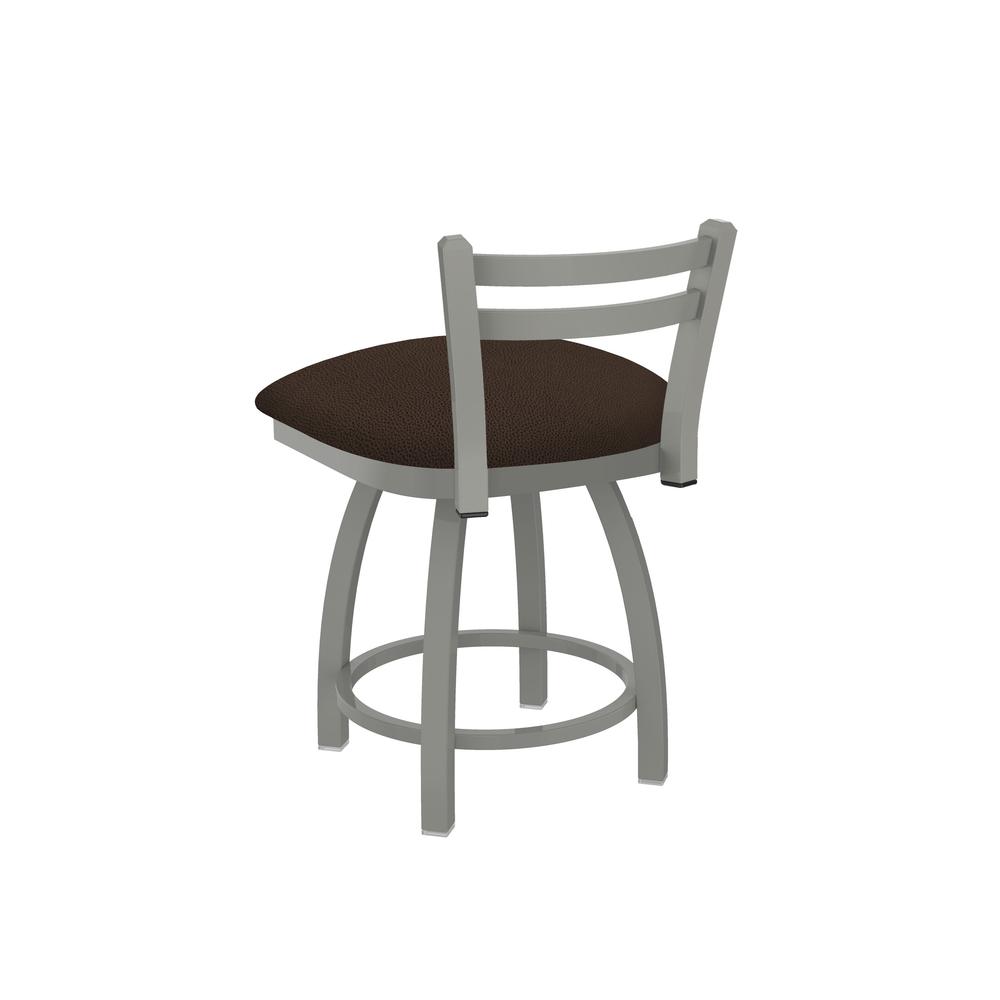 411 Jackie 18" Low Back Swivel Vanity Stool with Anodized Nickel Finish and Rein Coffee Seat. Picture 2