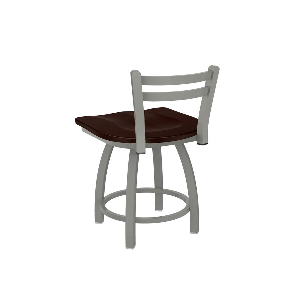 411 Jackie 18" Low Back Swivel Vanity Stool with Anodized Nickel Finish and Dark Cherry Maple Seat. Picture 2