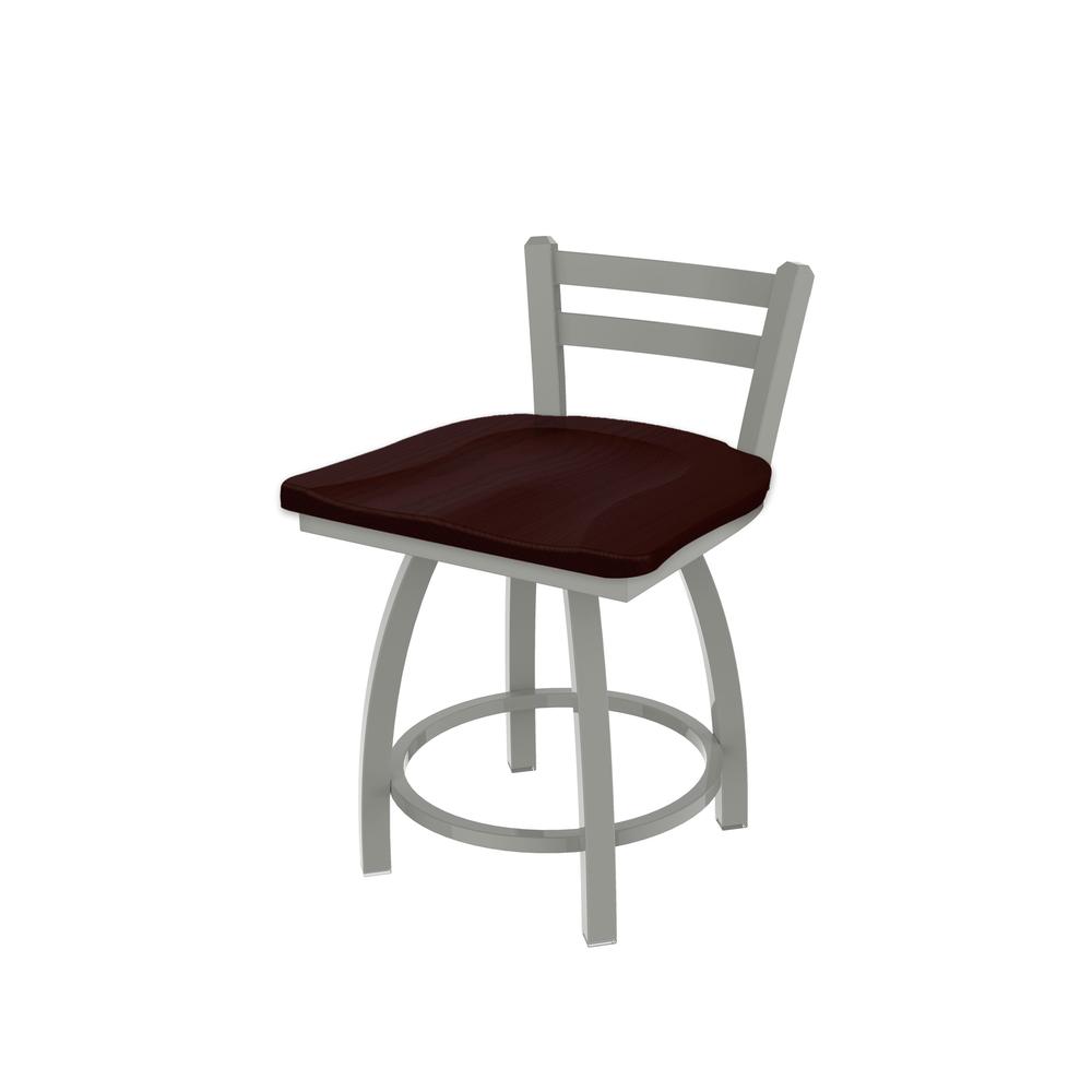 411 Jackie 18" Low Back Swivel Vanity Stool with Anodized Nickel Finish and Dark Cherry Oak Seat. Picture 1