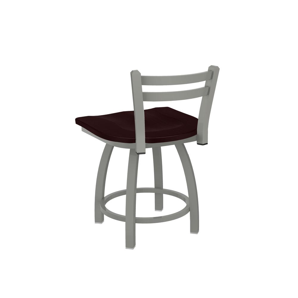 411 Jackie 18" Low Back Swivel Vanity Stool with Anodized Nickel Finish and Dark Cherry Oak Seat. Picture 2