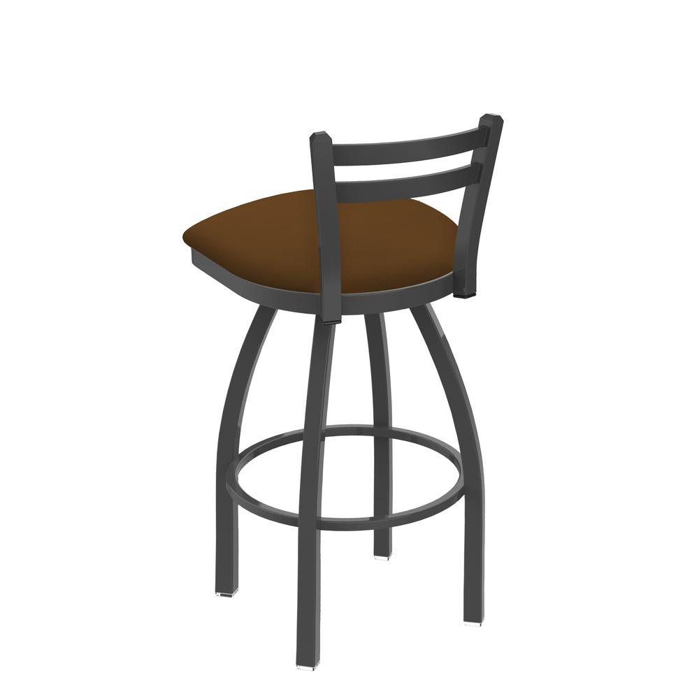 411 Jackie 30" Low Back Swivel Bar Stool with Anodized Nickel Finish and Canter Thatch Seat. Picture 2