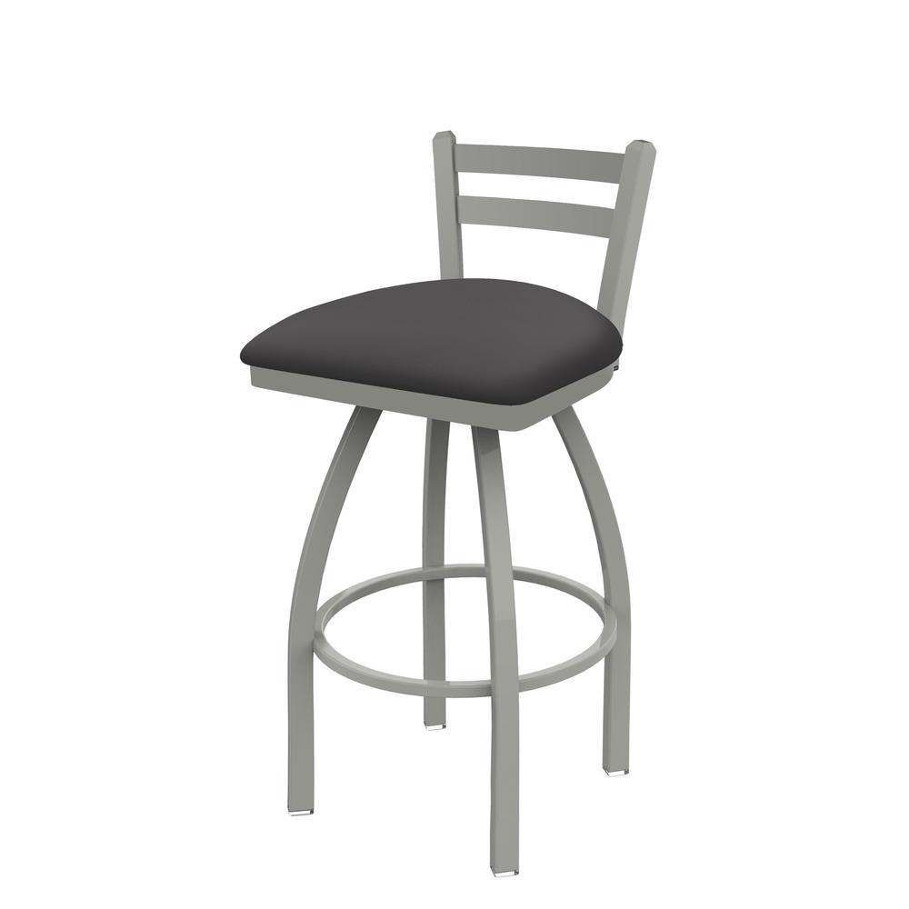 411 Jackie 30" Low Back Swivel Bar Stool with Anodized Nickel Finish and Canter Storm Seat. Picture 1