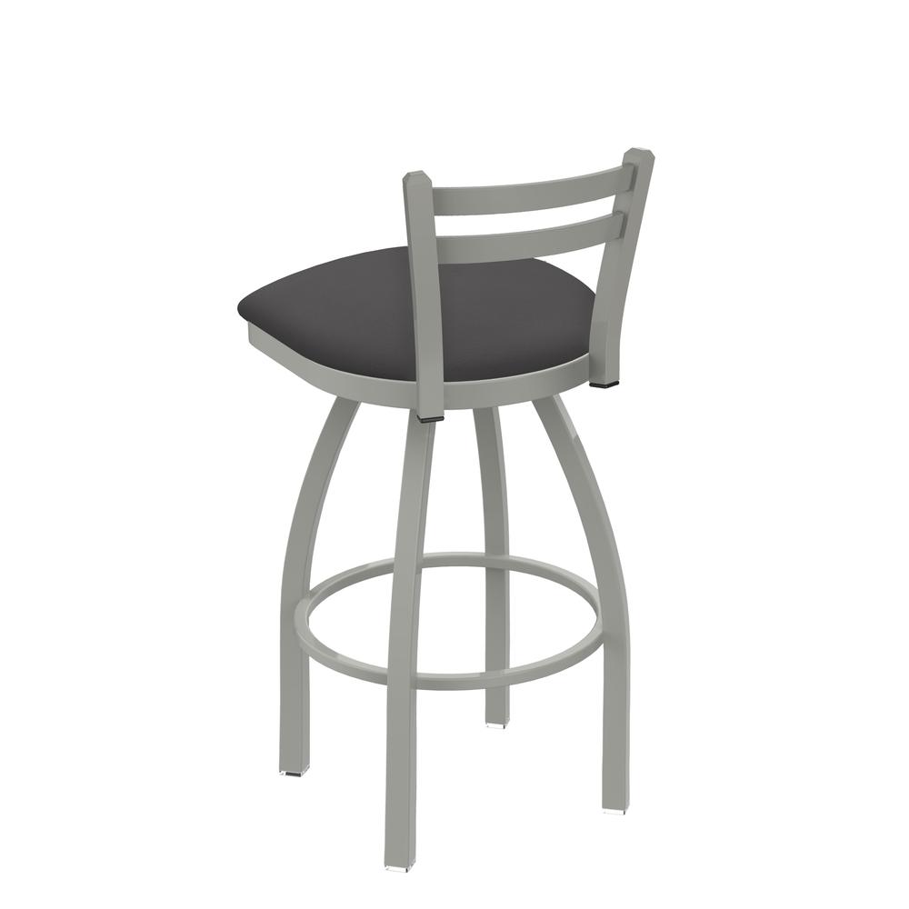 411 Jackie 30" Low Back Swivel Bar Stool with Anodized Nickel Finish and Canter Storm Seat. Picture 2