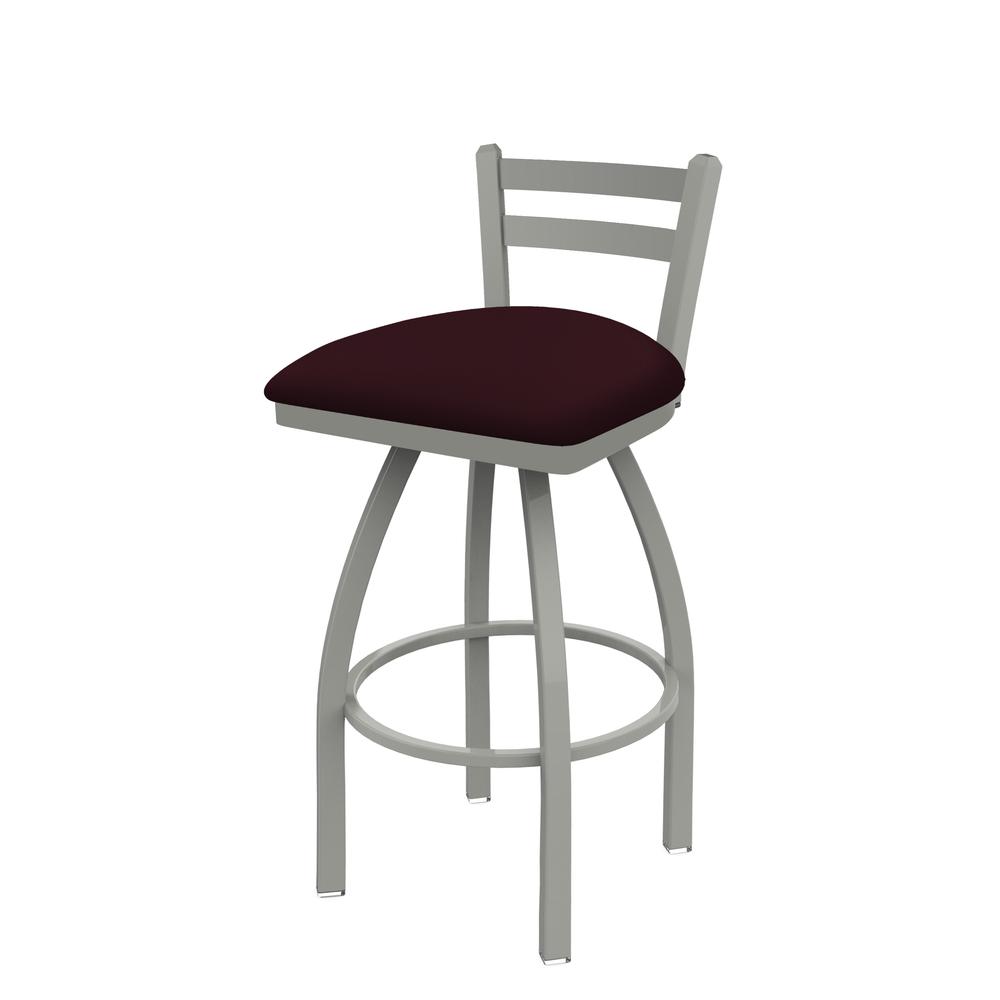 411 Jackie 30" Low Back Swivel Bar Stool with Anodized Nickel Finish and Canter Bordeaux Seat. Picture 1