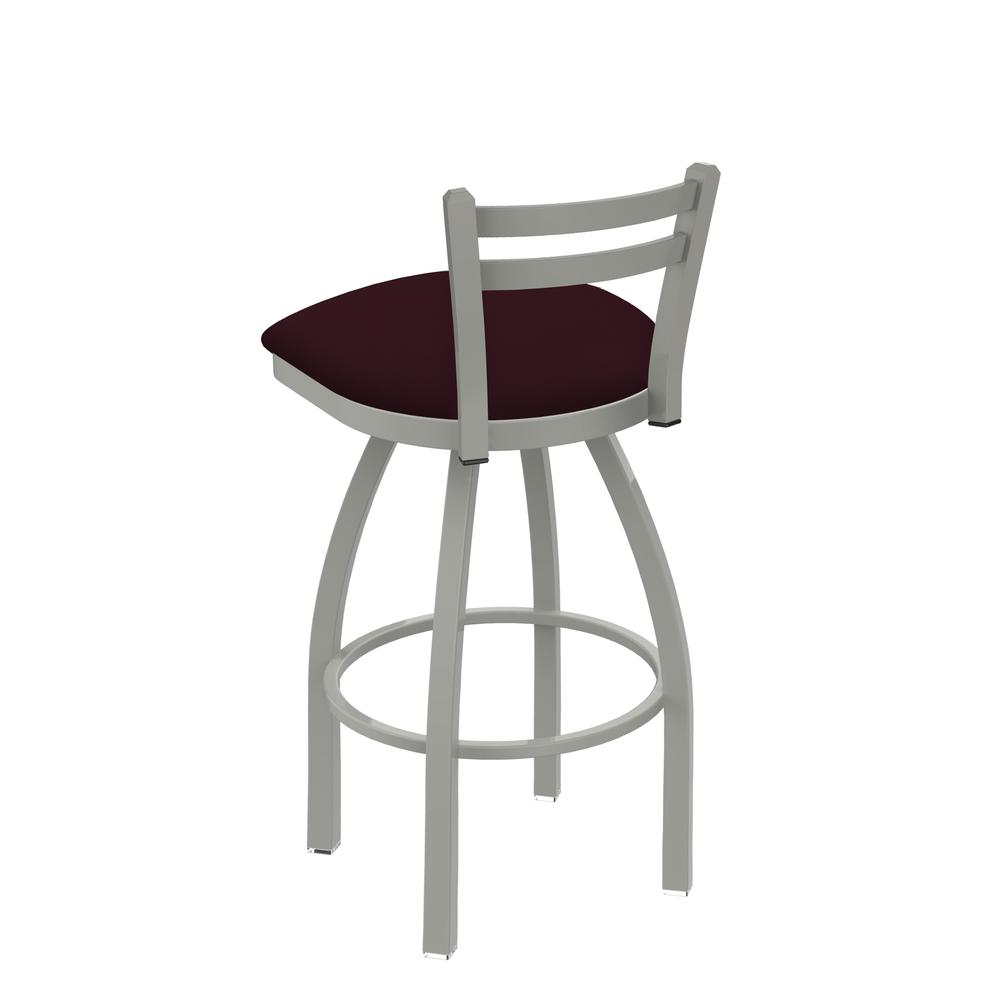 411 Jackie 30" Low Back Swivel Bar Stool with Anodized Nickel Finish and Canter Bordeaux Seat. Picture 2