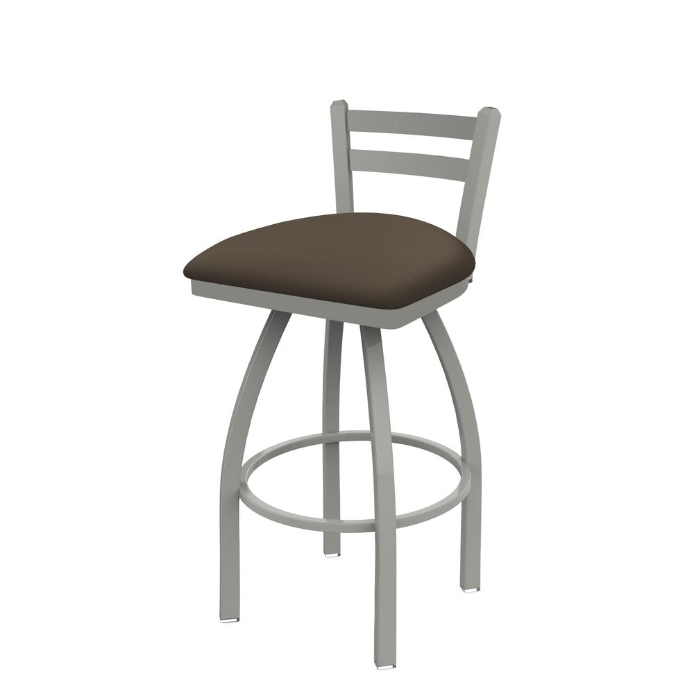 411 Jackie 30" Low Back Swivel Bar Stool with Anodized Nickel Finish and Canter Earth Seat. Picture 1
