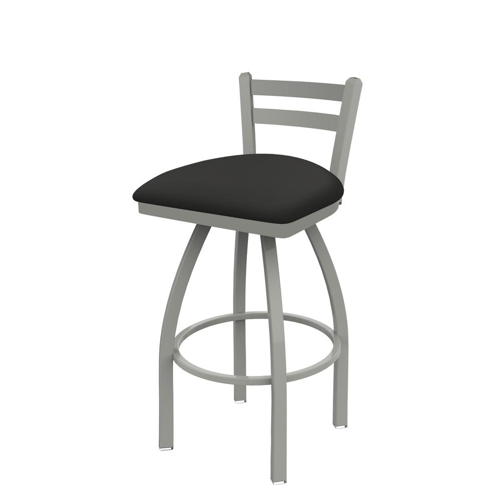 411 Jackie 30" Low Back Swivel Bar Stool with Anodized Nickel Finish and Canter Iron Seat. Picture 1