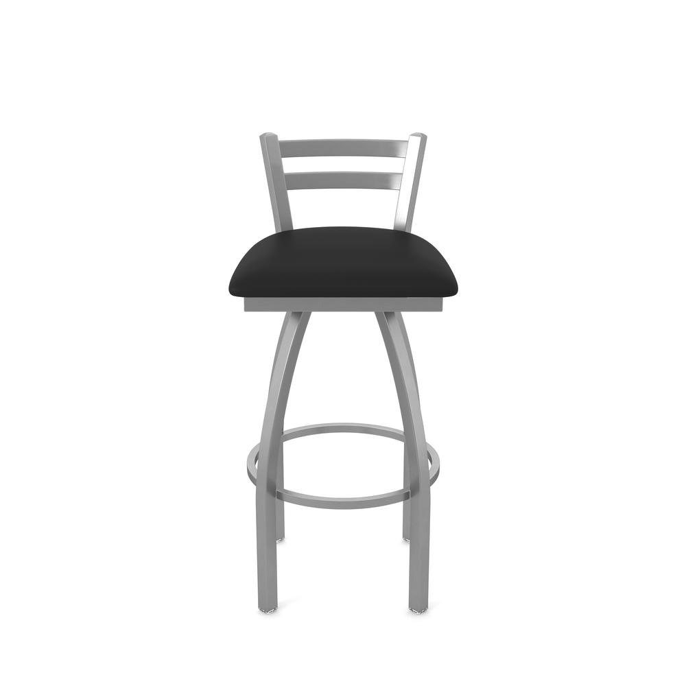 411 Jackie Low Back Stainless Steel 25" Swivel Counter Stool with Black Vinyl Seat. Picture 4