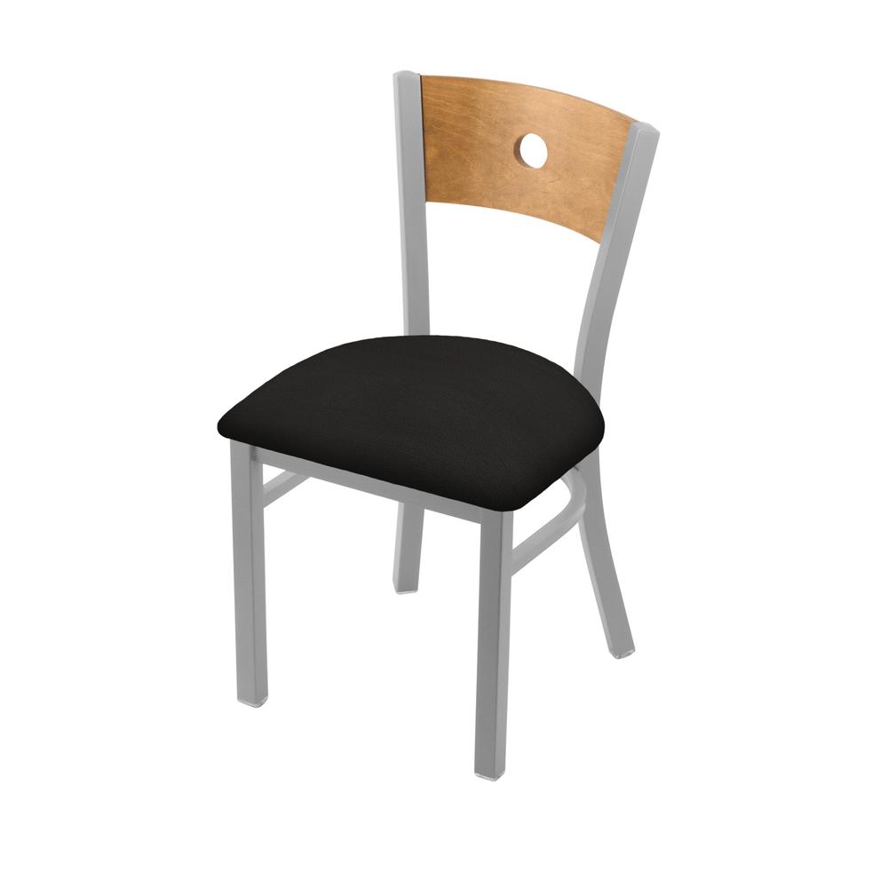 630 Voltaire 18" Chair with Anodized Nickel Finish, Medium Back, and Canter Espresso Seat. Picture 1