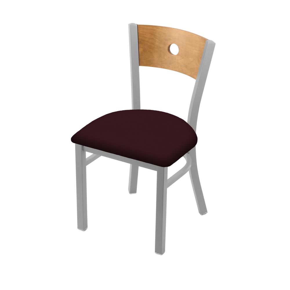 630 Voltaire 18" Chair with Anodized Nickel Finish, Medium Back, and Canter Bordeaux Seat. Picture 1