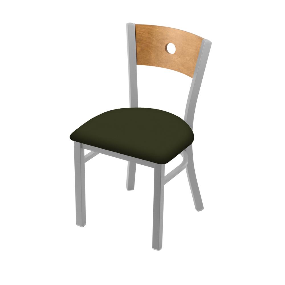 630 Voltaire 18" Chair with Anodized Nickel Finish, Medium Back, and Canter Pine Seat. Picture 1