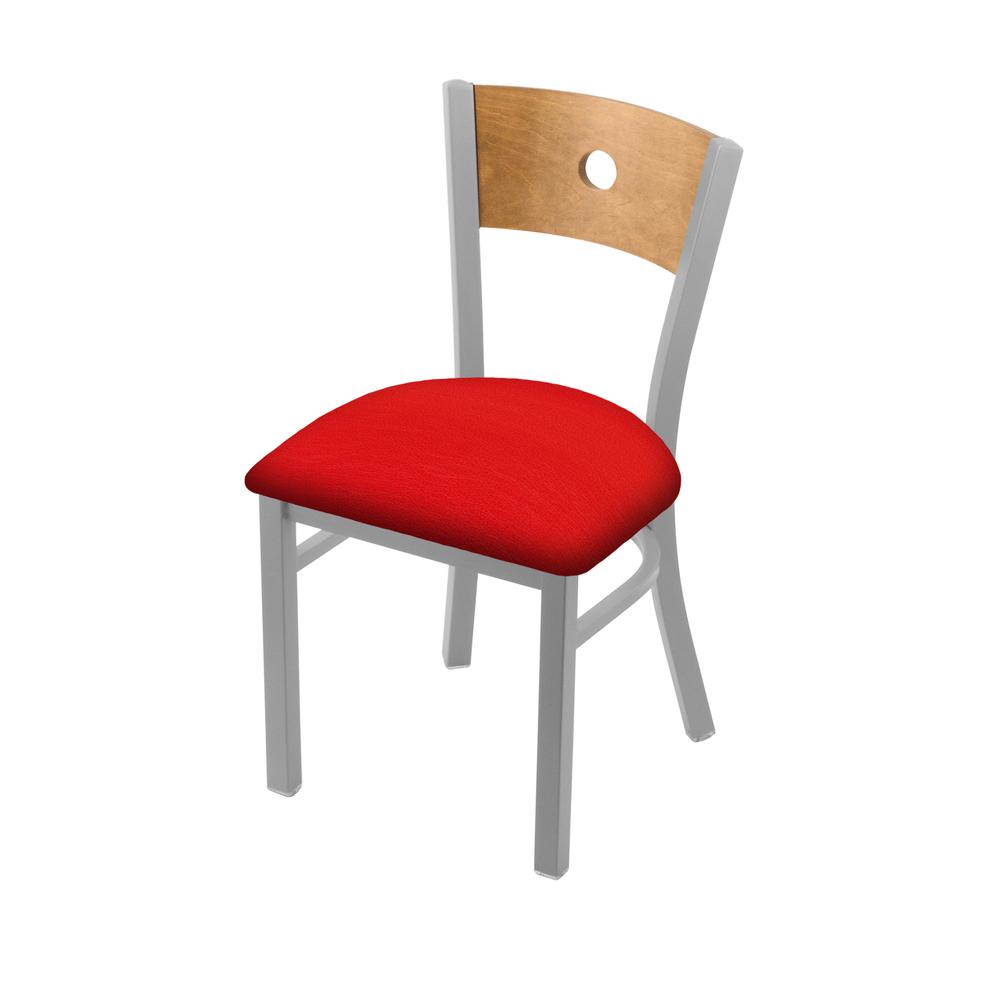 630 Voltaire 18" Chair with Anodized Nickel Finish, Medium Back, and Canter Red Seat. Picture 1