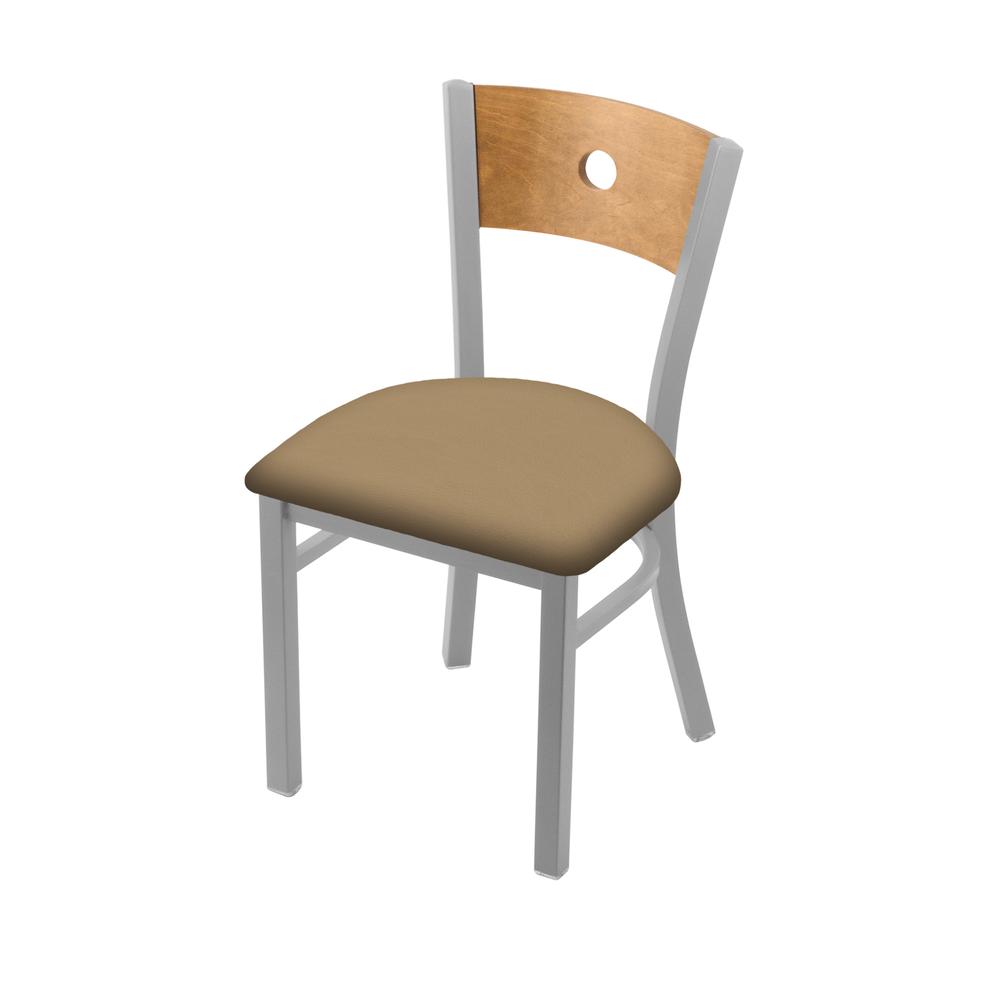 630 Voltaire 18" Chair with Anodized Nickel Finish, Medium Back, and Canter Sand Seat. Picture 1
