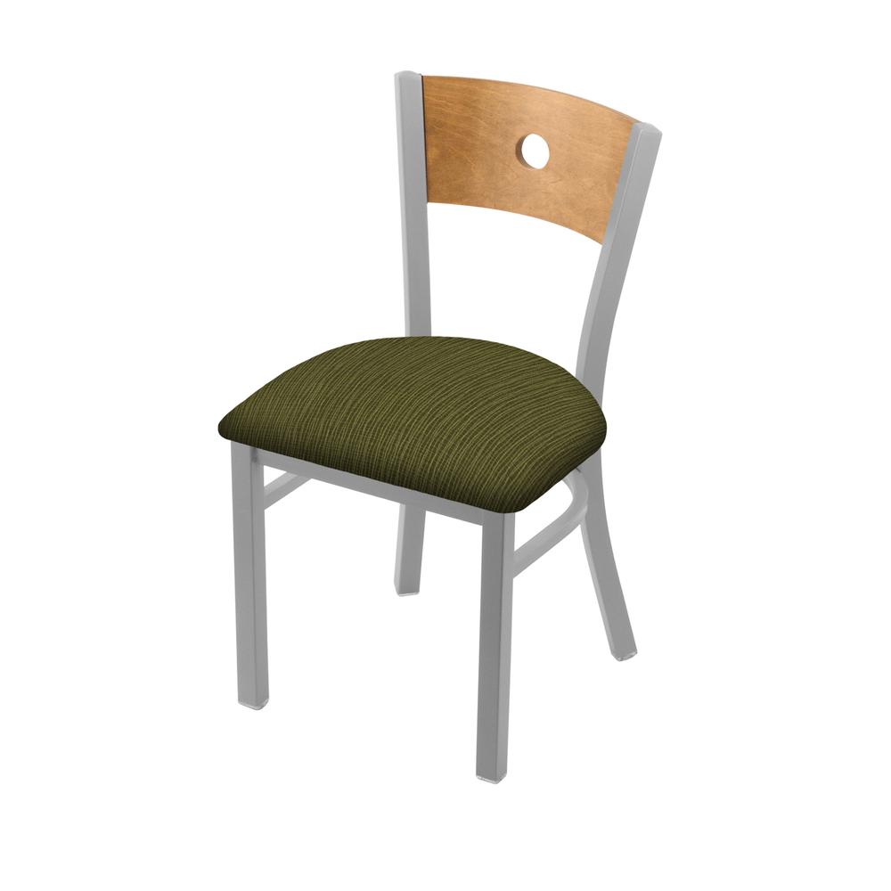 630 Voltaire 18" Chair with Anodized Nickel Finish, Medium Back, and Graph Parrot Seat. Picture 1