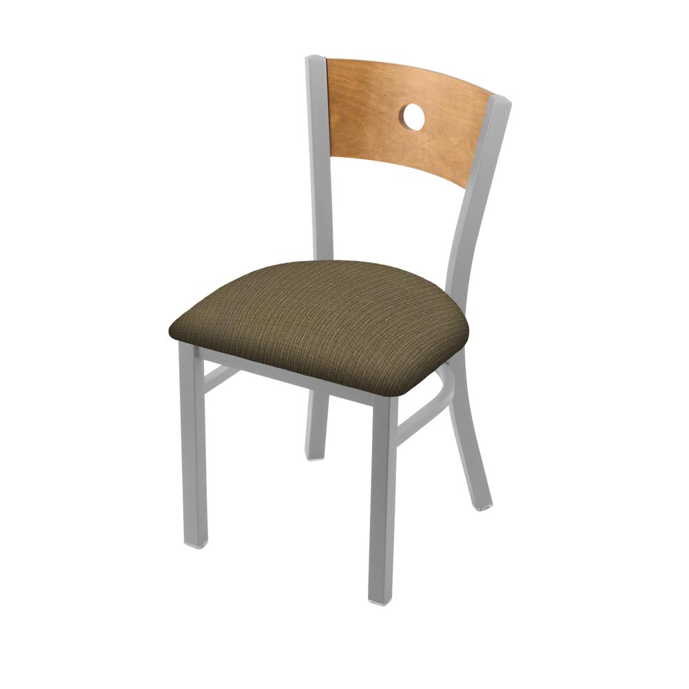 630 Voltaire 18" Chair with Anodized Nickel Finish, Medium Back, and Graph Cork Seat. Picture 1