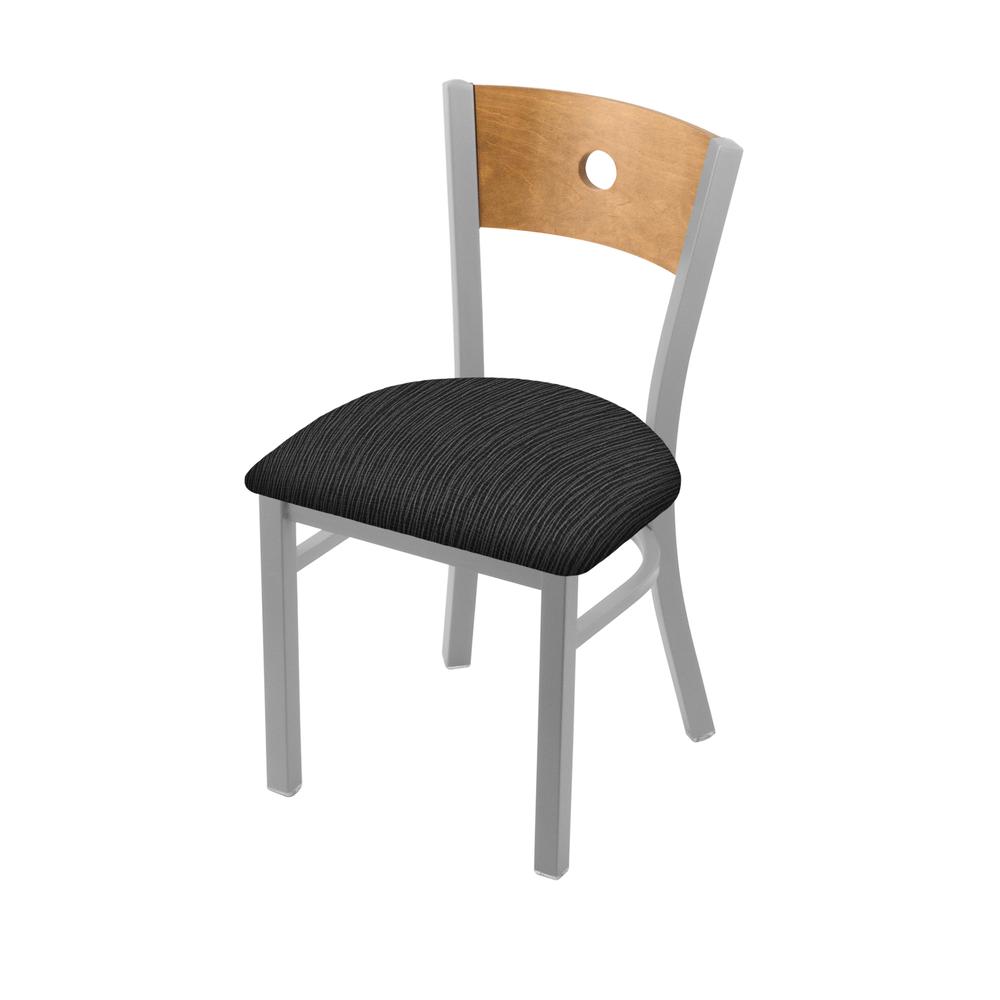 630 Voltaire 18" Chair with Anodized Nickel Finish, Medium Back, and Graph Coal Seat. The main picture.