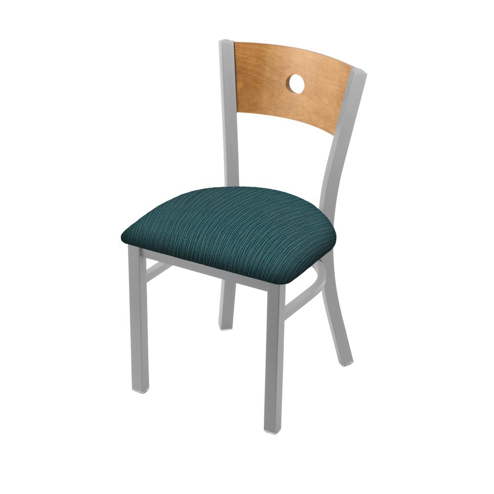 630 Voltaire 18" Chair with Anodized Nickel Finish, Medium Back, and Graph Tidal Seat. Picture 1