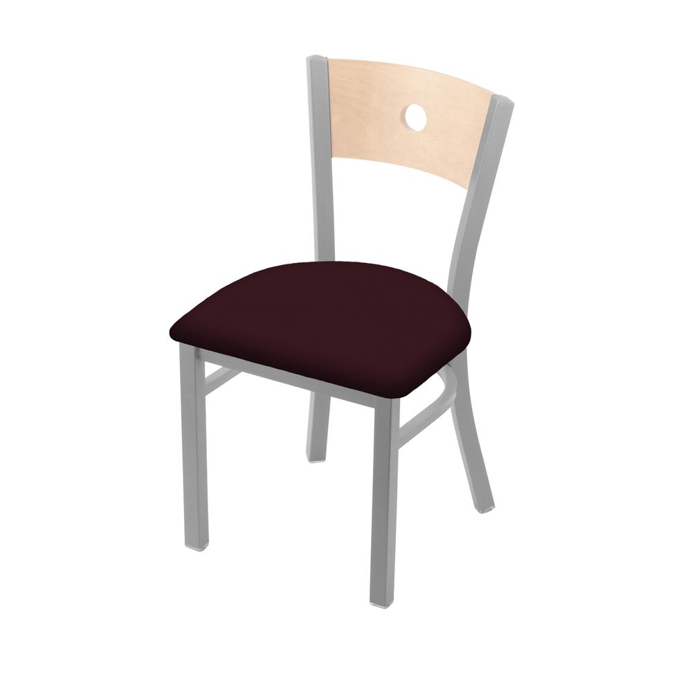 630 Voltaire 18" Chair with Anodized Nickel Finish, Natural Back, and Canter Bordeaux Seat. Picture 1