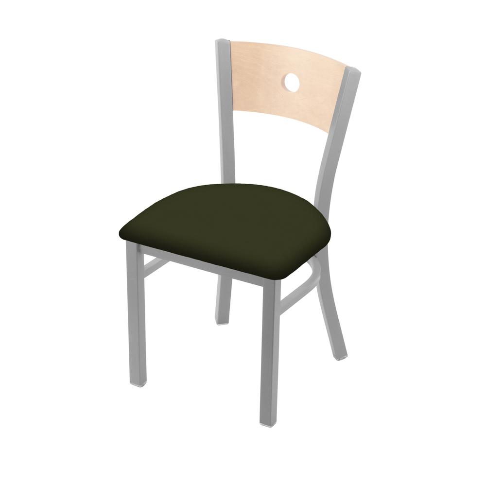 630 Voltaire 18" Chair with Anodized Nickel Finish, Natural Back, and Canter Pine Seat. Picture 1