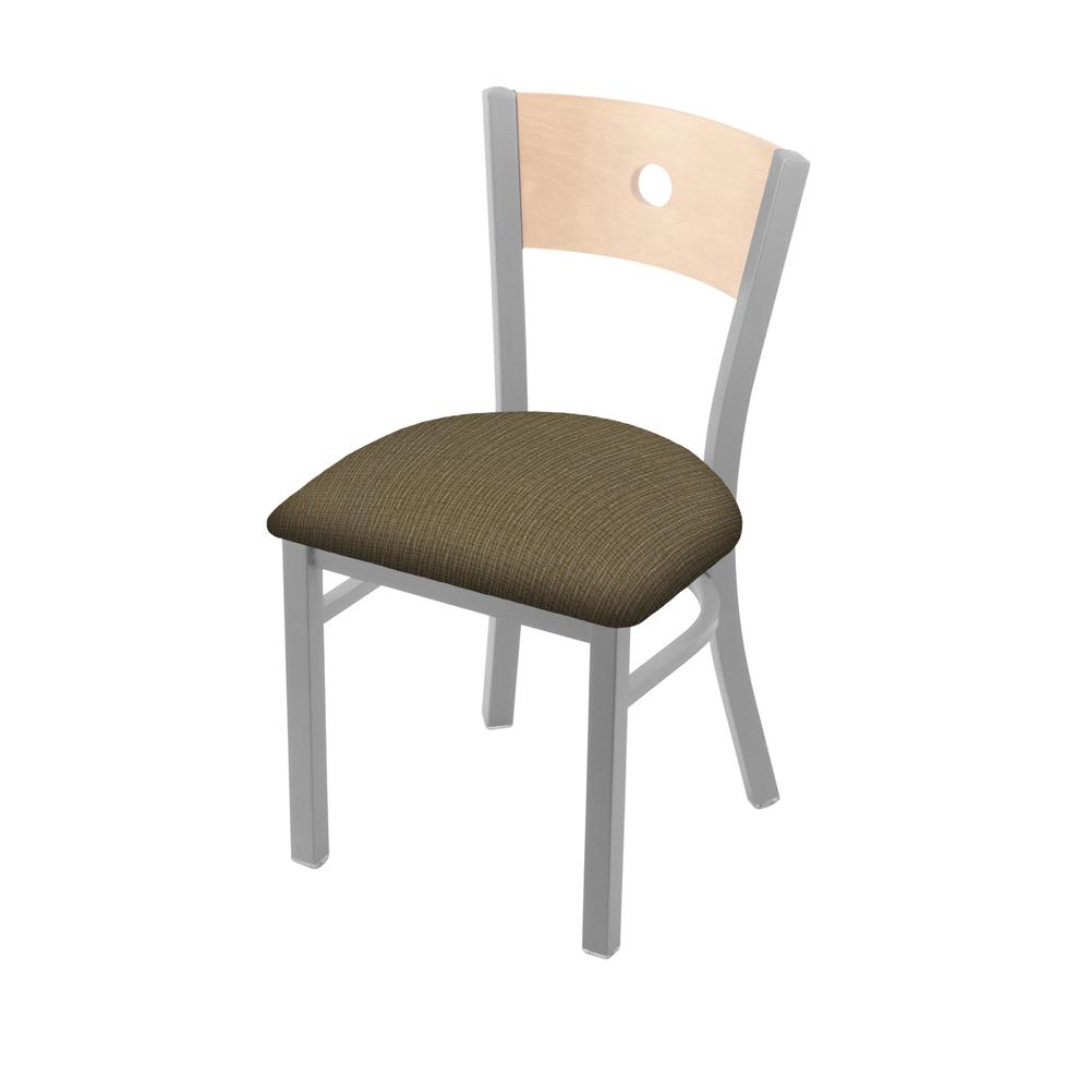 630 Voltaire 18" Chair with Anodized Nickel Finish, Natural Back, and Graph Cork Seat. Picture 1